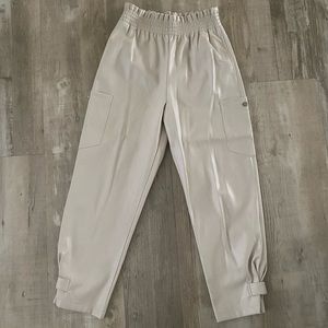 Faux leather cream pants